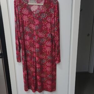 Gudrun Sjoden Red and Pink Floral Long Sleeve Dress